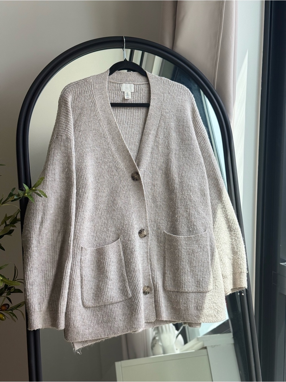 H&M Light Beige Button-Front Women's Cardigan